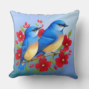 🌸 Blauwvoogel Bloementuin Kunst Cadeau Natuurlief Kussen
