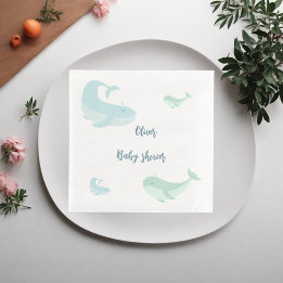 Blauwwalvis Groen deeg Oceaan Baby shower vis Servet