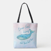 Blauwwalvis Nautical Zee Beach Sail Away | Aangepa Draagtas (Achterkant)