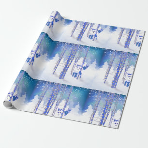 Blauwwintersneeuwbos Fox Animal Cadeaupapier