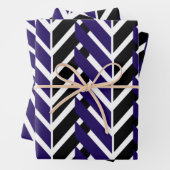 Blauwwitte Chevron Modern Zigzag Pattern Inpakpapier Vel (In situ)