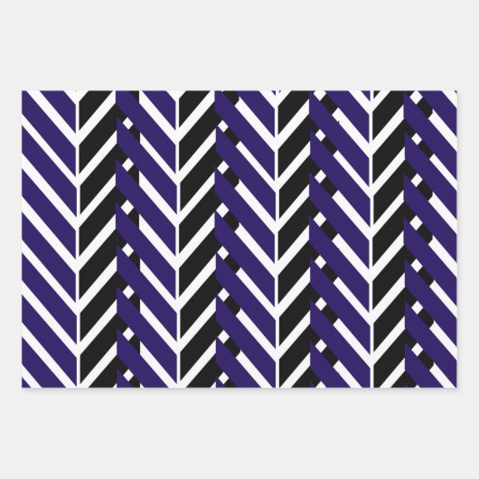 Blauwwitte Chevron Modern Zigzag Pattern Inpakpapier Vel (Voorkant)