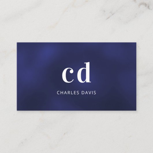 Blauwwitte initialen minimalistisch visitekaartje (Voorkant)