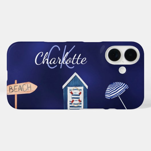 Blauwwitte monogram van beide partijen Case-Mate iPhone case (Achterkant (horizontaal))
