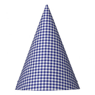 Blauwwitte PETTEN van Gingham-PAPER Feesthoedjes