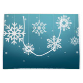 Blauwwitte sneeuwvlokken kerstmis large cadeauzakje (Voorkant)