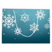 Blauwwitte sneeuwvlokken kerstmis large cadeauzakje (Achterkant)