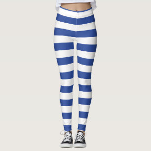 blauwwitte strepen patroonstrips leggings