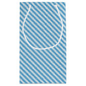 Blauwwitte vierkanten achtergrond klein cadeauzakje (Achterkant)