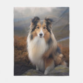 Blaze Face Sheltie Fleece Deken (Voorkant)