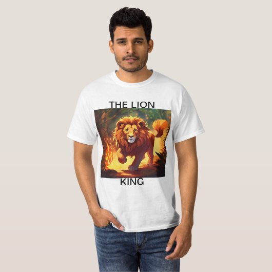 "Blaze majestueux - Lion du T-shirt sauvage" (Devant entier)