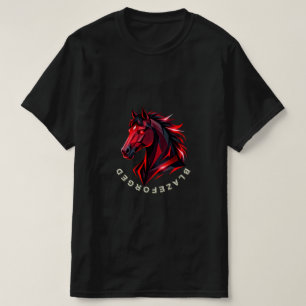 Blazeforge T-Shirt Cheval Géométrique Rouge