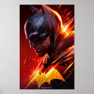 Blazing Bat Hero Digital Art Poster