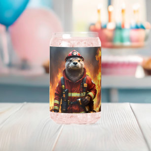 **"Blazing Bravery: The Otter Firefighter"** Blikvorm Glas