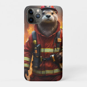 **"Blazing Bravery: The Otter Firefighter"** iPhone 11 Pro Hoesje