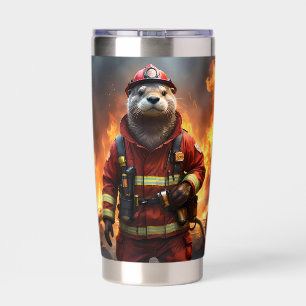 **"Blazing Bravery: The Otter Firefighter"** Geïsoleerde Drinkbeker