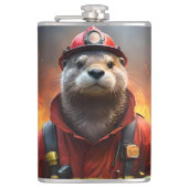 **"Blazing Bravery: The Otter Firefighter"** Heupfles (Voorkant)