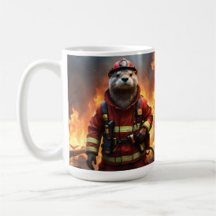 **"Blazing Bravery: The Otter Firefighter"** Koffiemok