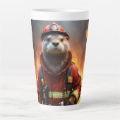 **"Blazing Bravery: The Otter Firefighter"** Latte Mok (Voorkant)
