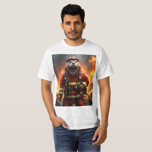 **"Blazing Bravery: The Otter Firefighter"** T-shirt