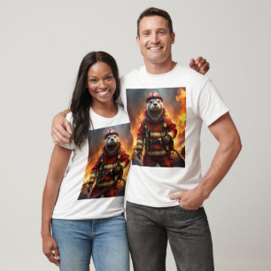 **"Blazing Bravery: The Otter Firefighter"** T-shirt