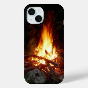 Blazing Campfire, Stones, Firewood Night