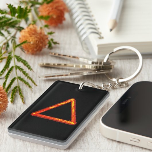 Blazing Fire Element Alchemy Symbool Sleutelhanger (Voorkant Rechts)