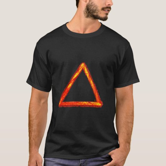 Blazing Fire Element Alchemy Symbool T-shirt (Voorkant)