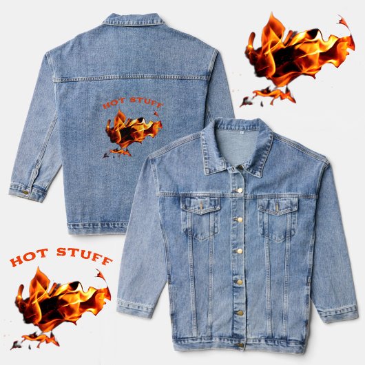 Blazing Hot Flames Fotografisch Vuur Denim Jacket