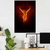 Blazing Jesus Crucifixion Poster (Thuiskantoor)