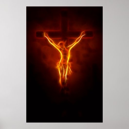 Blazing Jesus Crucifixion Poster (Voorkant)