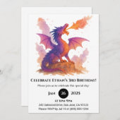 Blazing Sunset Dragon Birthday Kaart (Voorkant / Achterkant)