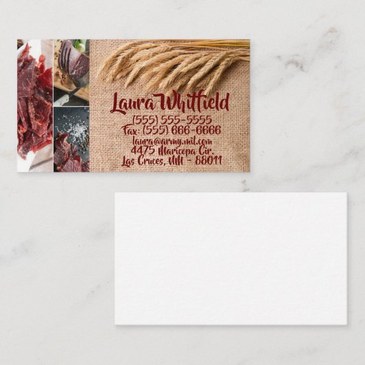 Blé carte de visite sur Burlap Sack Pays Rustique (Devant / Derrière)