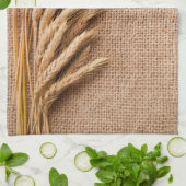 Blé de serviette de cuisine sur Burlap Sack Pays r (Plié)