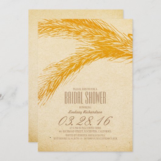 Blé Rustique BRIDAL DOUCHE Invitations (Devant / Derrière)