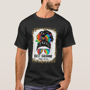 Bleach Best Grammi Ever Tie Dye Messy Bun Hair Mot T-shirt