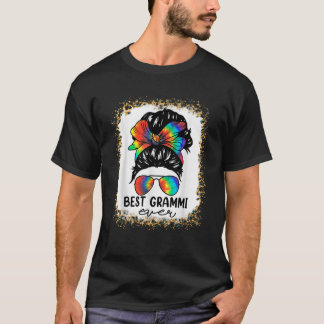 Bleach Best Grammi Ever Tie Dye Messy Bun Hair Mot T-shirt