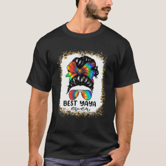 Bleach Best Yaya Ever Tie Dye Messy Bun Hair Mothe T-shirt