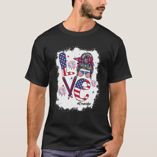 Bleached 4th Of July Love Counselor US Flag Messy  T-shirt (Voorkant)