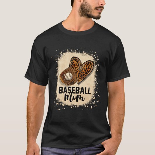Bleached Baseball Mom Leopard Game Day Vibes Mothe T-shirt (Voorkant)