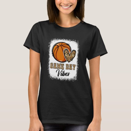 Bleached Basketball Game Day Vibes Basketball Mom  T-shirt (Voorkant)