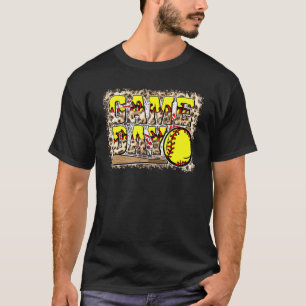 Bleached Leopard Softball Game Day Vibes Softball T-shirt