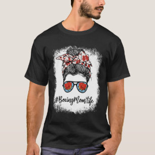 Bleached Life Boxing Mom Leopard Messy Bun Gles T-shirt