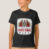 Bleached Merry Christmas Tree Funny Leopard Plaid T-shirt (Voorkant)