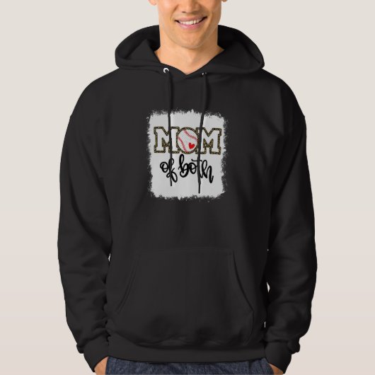 Bleached Mom Of Both Leopard Baseball Mom Softball Hoodie (Voorkant)