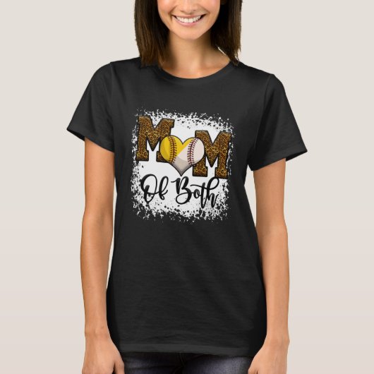 Bleached Mom Of Both Leopard Baseball Softball T-shirt (Voorkant)