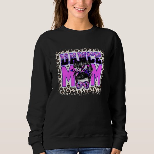 Bleaching Dance Mam Messy Bun Hair Leopard Dancer Trui (Voorkant)