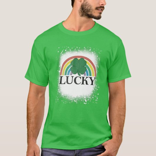 Bleaching Lucky Shamrock St. Patrick's Day Rainbow T-shirt (Voorkant)