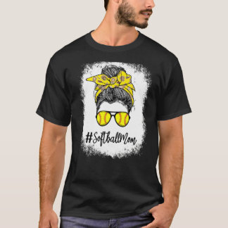 Bleaching Ma Life Softball Ma Leopard Messy Bun H T-shirt