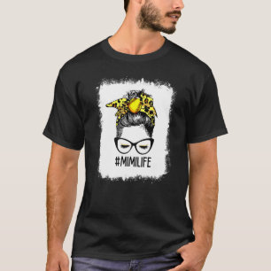 Bleaching Softball Mimi Life Leopard Messy Bun Mot T-shirt
